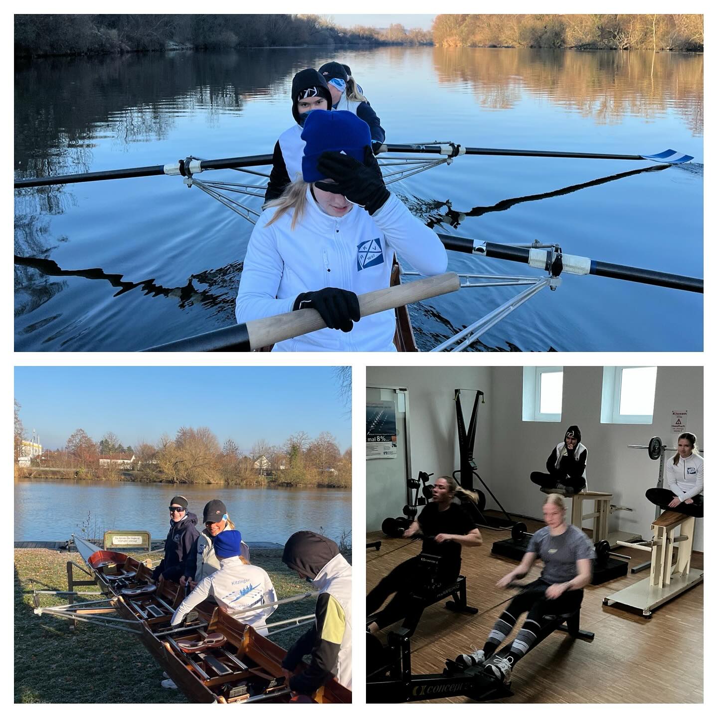 Zwei Boote trotzen heute den Temperaturen 🥶 Und Gig4x der Dienstagsgruppe und die Premieren-Fahrt des 4+ der SFB💃💃 #unverfroren @krv_jugend.1897